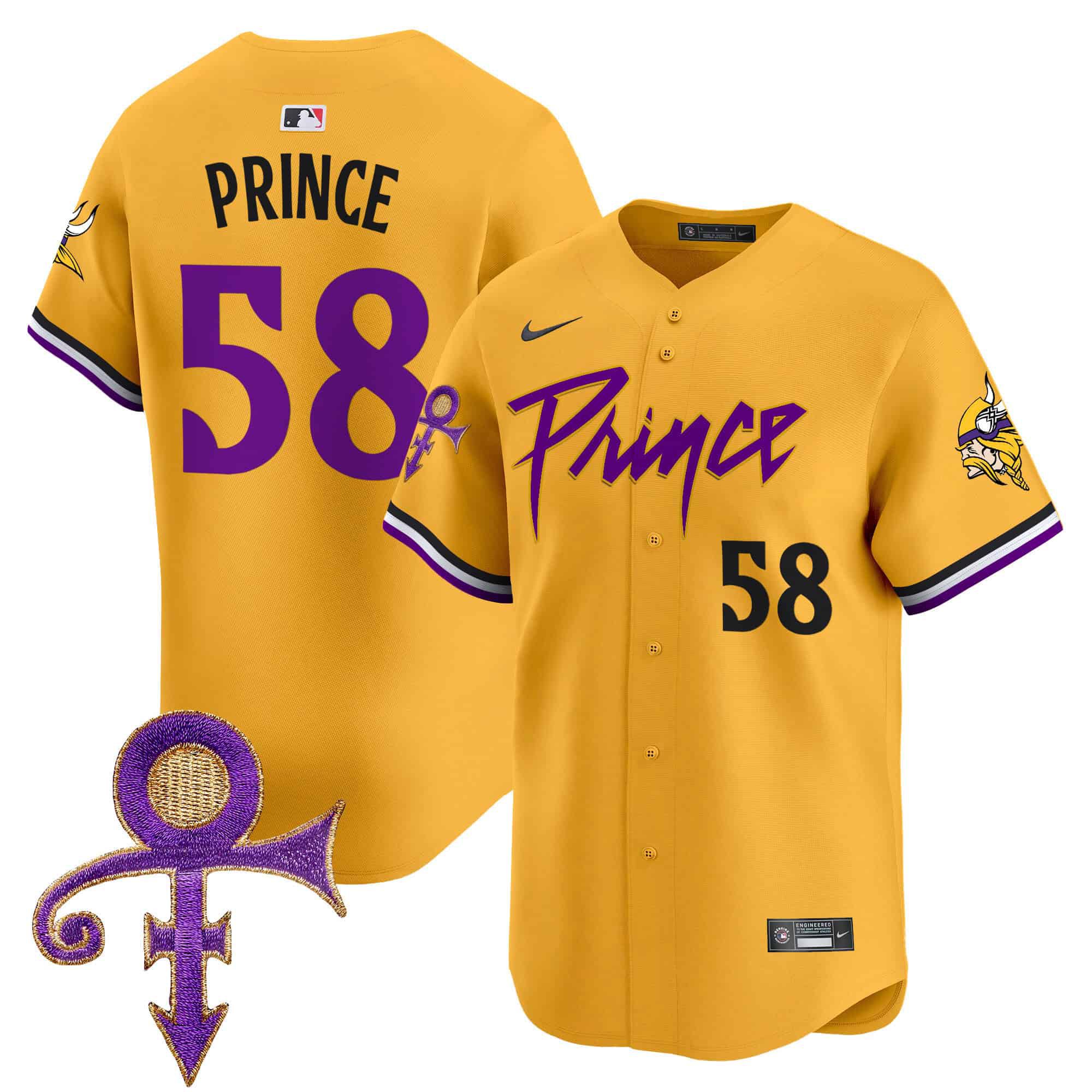 Men Minnesota Vikings #58 Prince Yellow 2024 Nike Prince Patch Vapor Premier Limited NFL Jersey